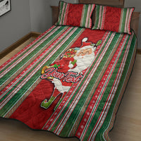 Custom Kiribati Christmas Quilt Bed Set Santa With Gift Bag Behind Ribbons Seamless Red Maori LT03 - Polynesian Pride