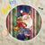 Kiribati Christmas Beach Blanket Santa With Gift Bag Behind Ribbons Seamless Blue Maori LT03 One Size 150cm Blue - Wonder Print Shop