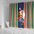 Kiribati Christmas Shower Curtain Santa With Gift Bag Behind Ribbons Seamless Blue Maori LT03 - Polynesian Pride