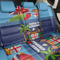 Fiji Marau na Kerisimasi Back Car Seat Cover Christmas Collared Lory - Fiji Emblems and Xmas Palm Tree Tapa Art Pattern