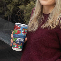 Fiji Marau na Kerisimasi Tumbler Cup Christmas Collared Lory - Fiji Emblems and Xmas Palm Tree Tapa Art Pattern