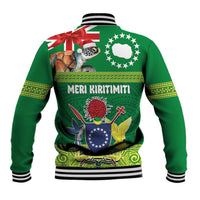 Cook Islands Meri Kiritimiti Baseball Jacket Christmas Turtle - Cooks Islands Emblems and Polynesian Art Pattern