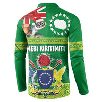 Cook Islands Meri Kiritimiti Button Sweatshirt Christmas Turtle - Cooks Islands Emblems and Polynesian Art Pattern