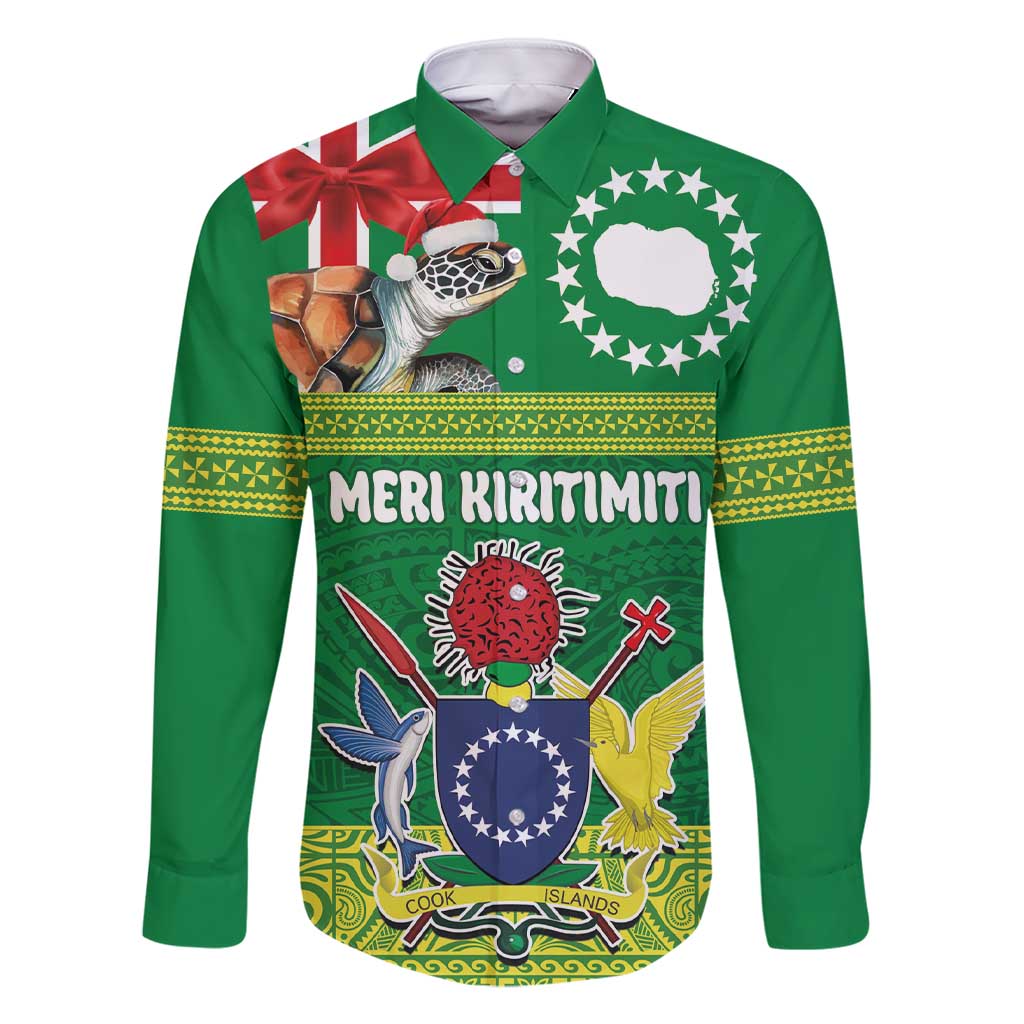 Cook Islands Meri Kiritimiti Family Matching Short Sleeve Bodycon Dress and Hawaiian Shirt Christmas Turtle - Cooks Islands Emblems and Polynesian Art Pattern