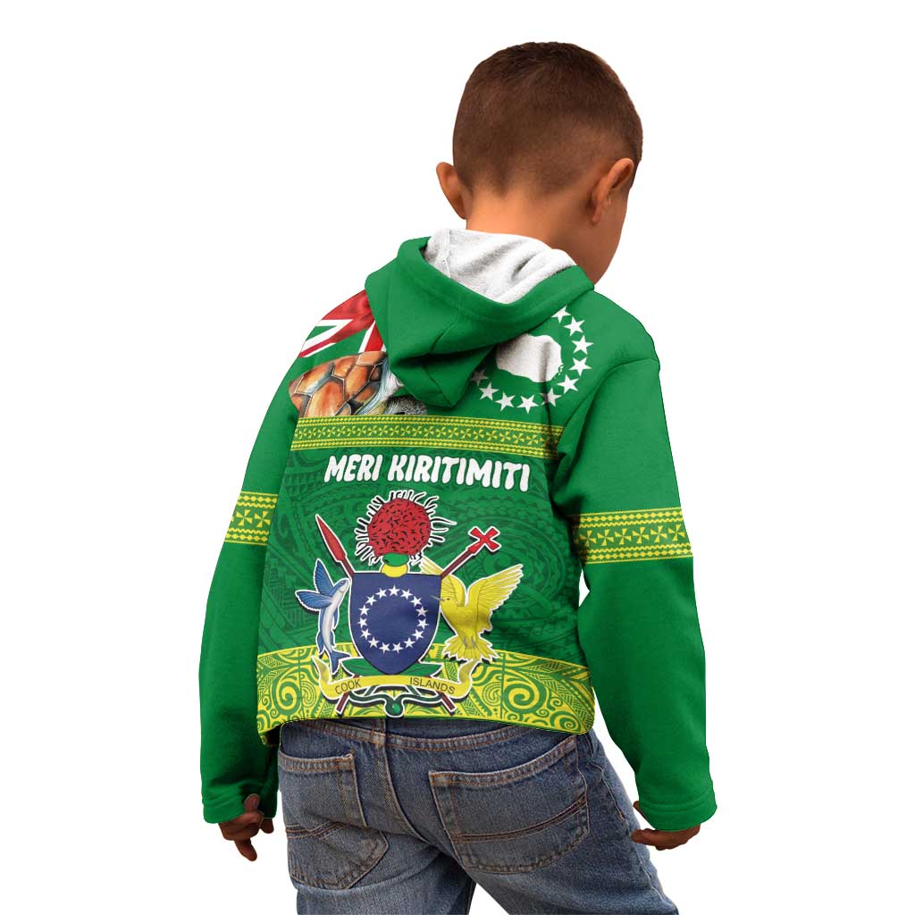 Cook Islands Meri Kiritimiti Kid Hoodie Christmas Turtle - Cooks Islands Emblems and Polynesian Art Pattern