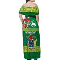 Cook Islands Meri Kiritimiti Off Shoulder Maxi Dress Christmas Turtle - Cooks Islands Emblems and Polynesian Art Pattern