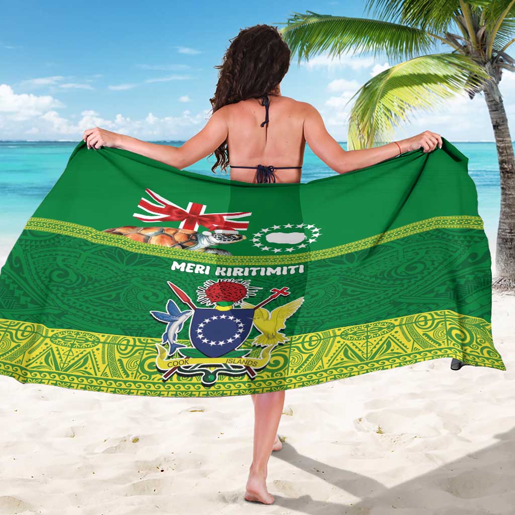 Cook Islands Meri Kiritimiti Sarong Christmas Turtle - Cooks Islands Emblems and Polynesian Art Pattern
