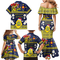Niue Monuina e Kilisimasi Family Matching Mermaid Dress and Hawaiian Shirt Christmas Uga - Niue Map and Emblem with Hiapo Art Pattern