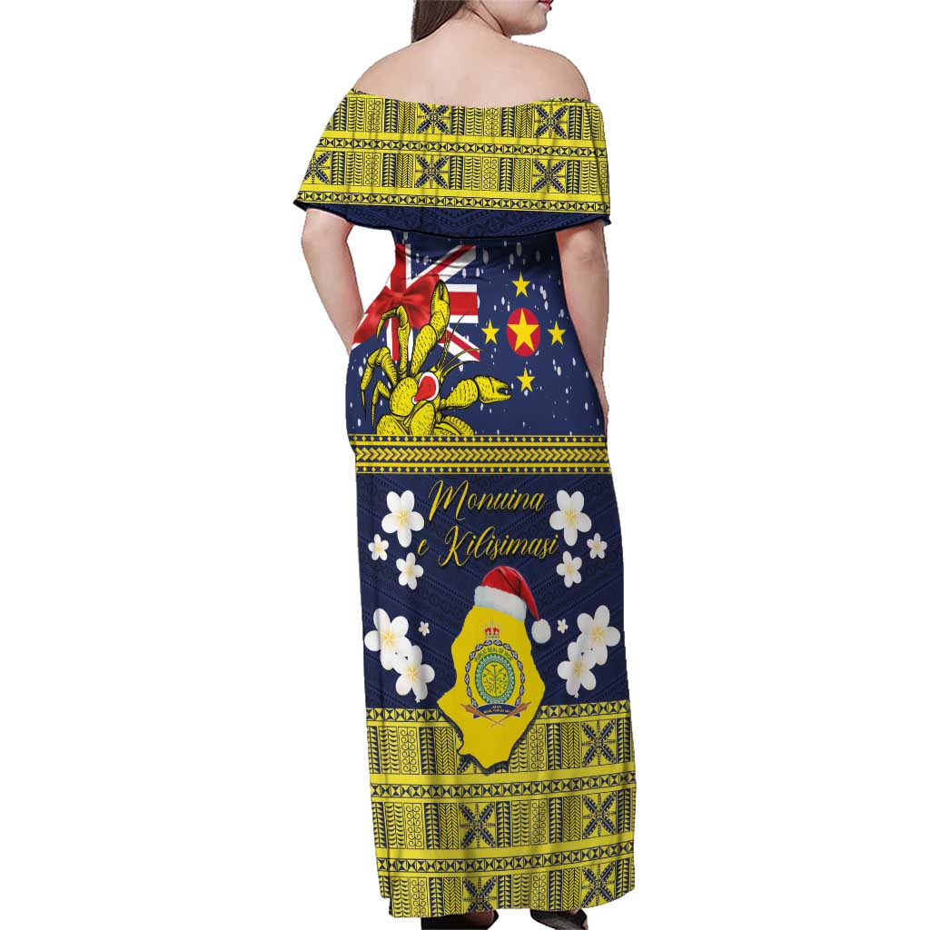 Niue Monuina e Kilisimasi Family Matching Off Shoulder Maxi Dress and Hawaiian Shirt Christmas Uga - Niue Map and Emblem with Hiapo Art Pattern