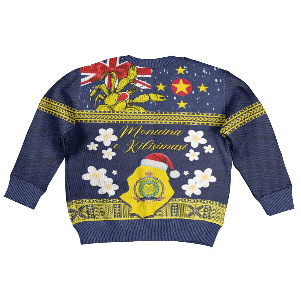 Niue Monuina e Kilisimasi Kid Ugly Christmas Sweater Christmas Uga - Niue Map and Emblem with Hiapo Art Pattern