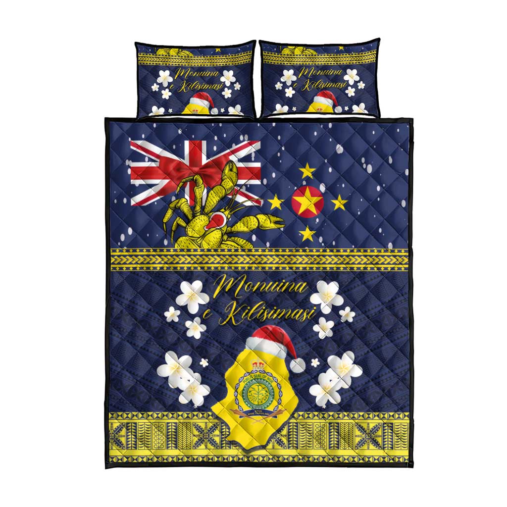 Niue Monuina e Kilisimasi Quilt Bed Set Christmas Uga - Niue Map and Emblem with Hiapo Art Pattern