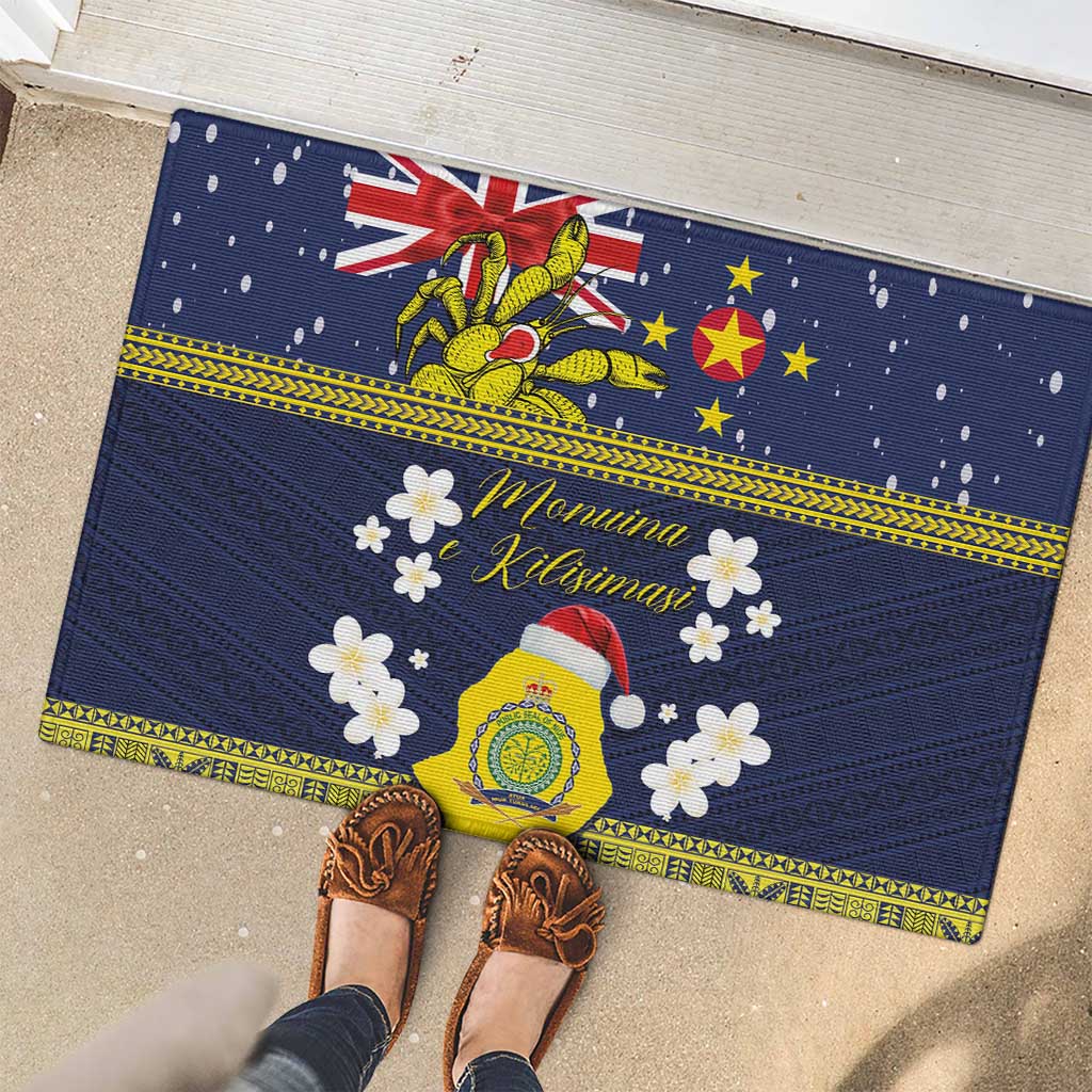 Niue Monuina e Kilisimasi Rubber Doormat Christmas Uga - Niue Map and Emblem with Hiapo Art Pattern