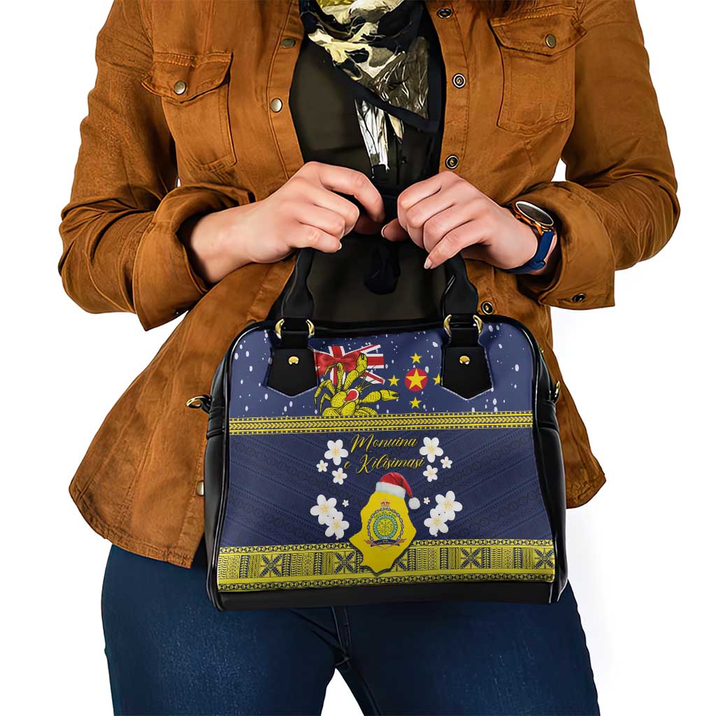 Niue Monuina e Kilisimasi Shoulder Handbag Christmas Uga - Niue Map and Emblem with Hiapo Art Pattern