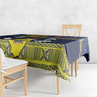 Niue Monuina e Kilisimasi Tablecloth Christmas Uga - Niue Map and Emblem with Hiapo Art Pattern