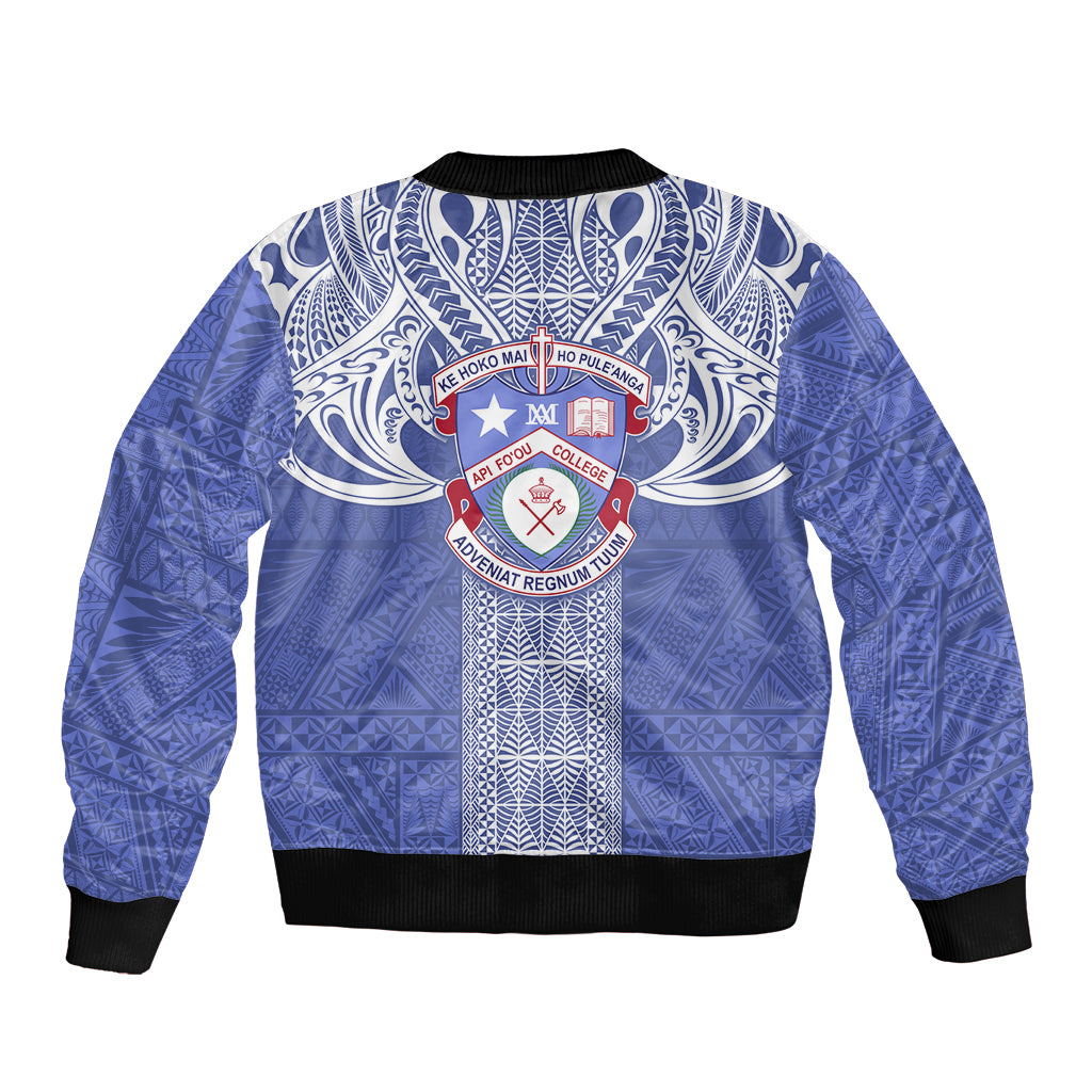 Tonga Apifoou School Bomber Jacket Ngatu and Polynesian Pattern LT03 - Polynesian Pride