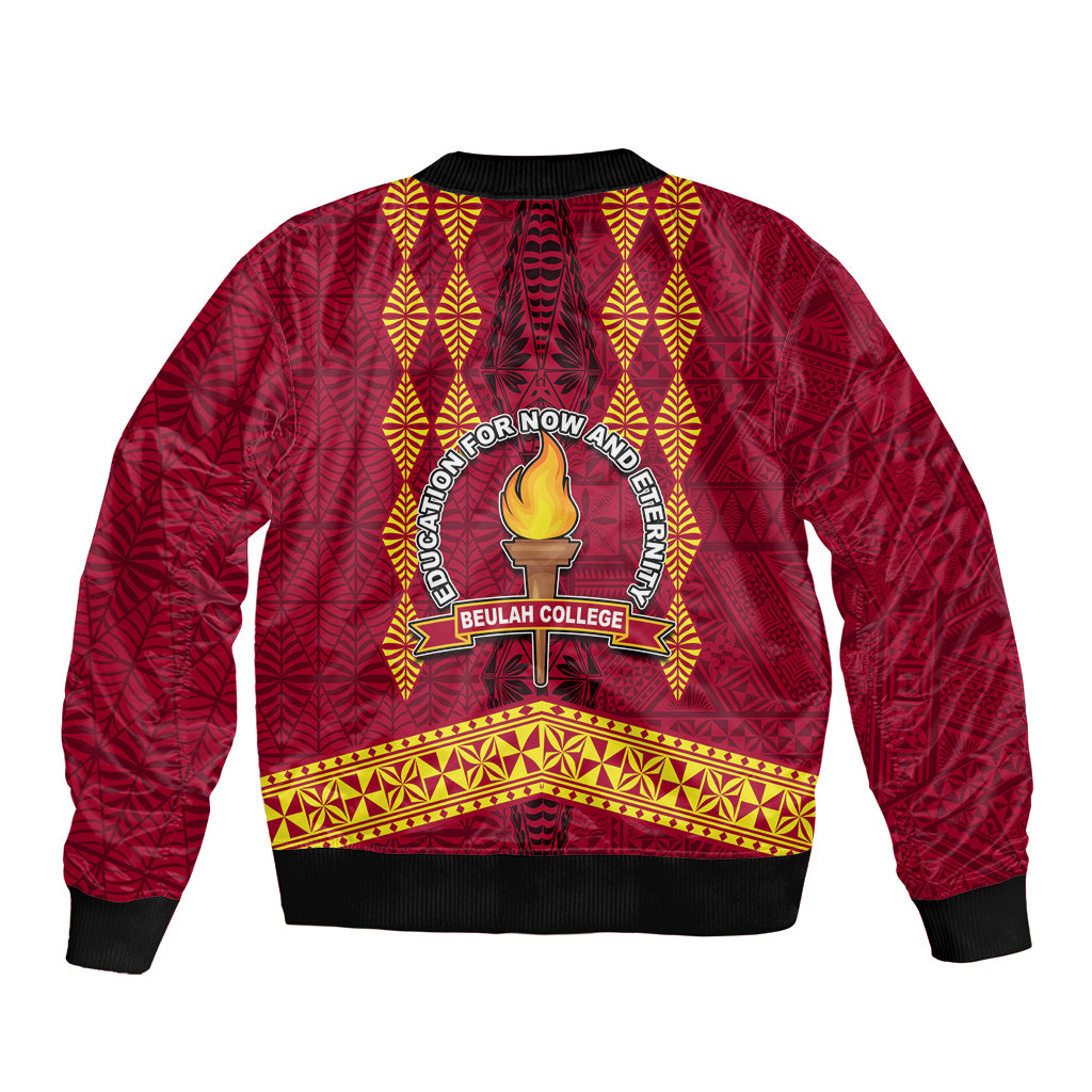 Tonga Beulah College Bomber Jacket Ngatu and Polynesian Pattern LT03 - Polynesian Pride