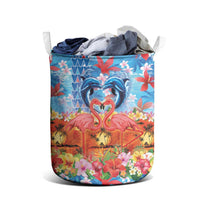 Hawaiian Love-Couple Dolphins and Flamingos Laundry Basket - Polynesian Pride