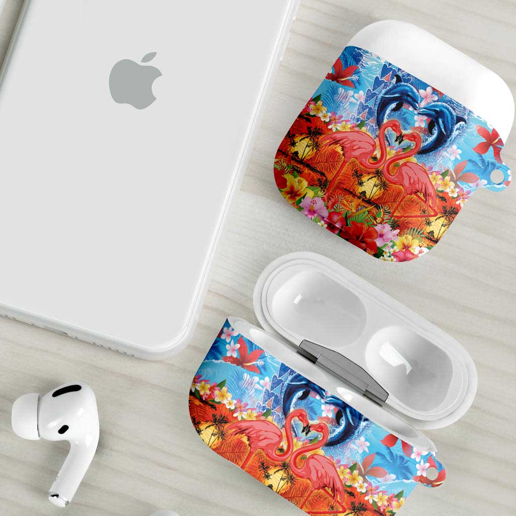 Hawaiian Love-Couple Dolphins and Flamingos AirPods Case - Polynesian Pride