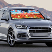 Hawaiian Love-Couple Dolphins and Flamingos Auto Sun Shade - Polynesian Pride