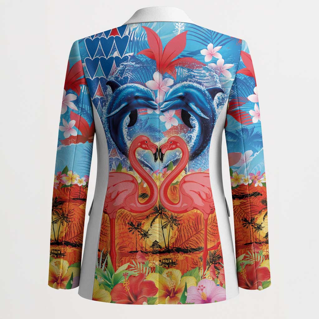 Hawaiian Love-Couple Dolphins and Flamingos Blazer - Polynesian Pride