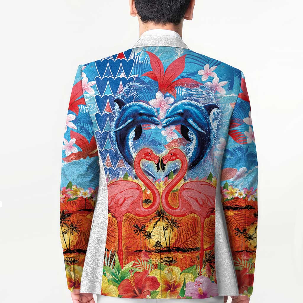 Hawaiian Love-Couple Dolphins and Flamingos Blazer - Polynesian Pride