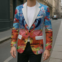 Hawaiian Love-Couple Dolphins and Flamingos Blazer - Polynesian Pride