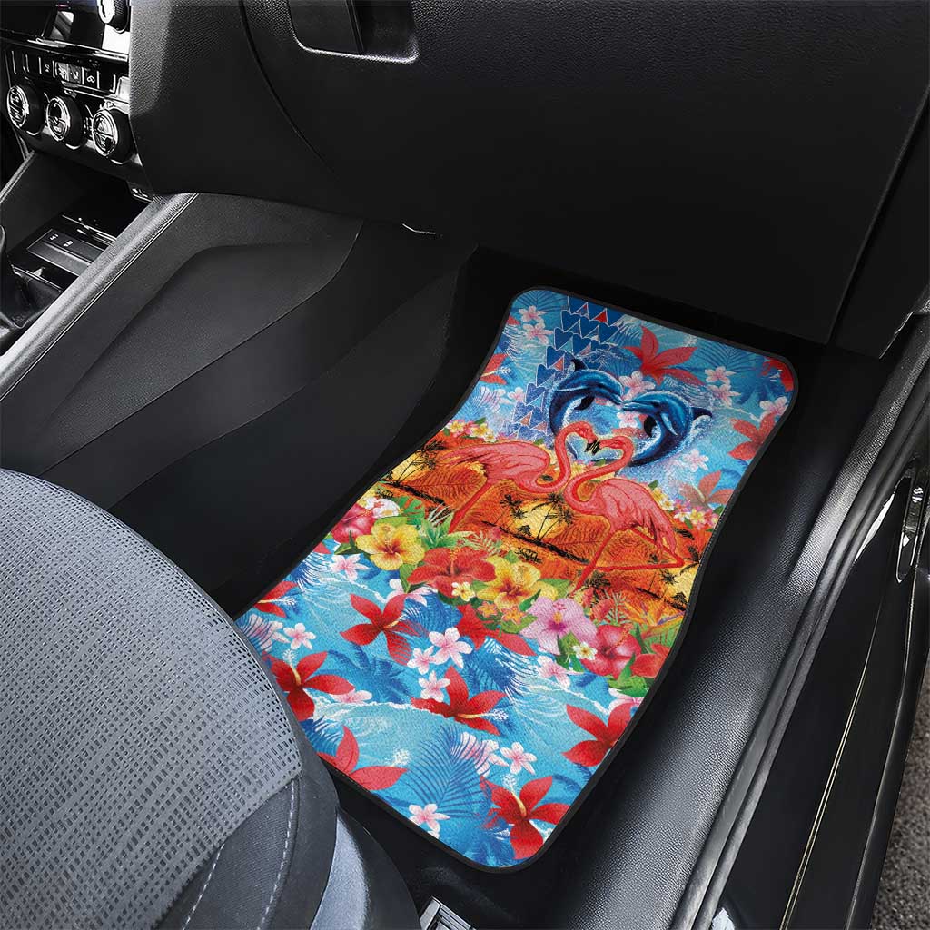 Hawaiian Love-Couple Dolphins and Flamingos Car Mats - Polynesian Pride