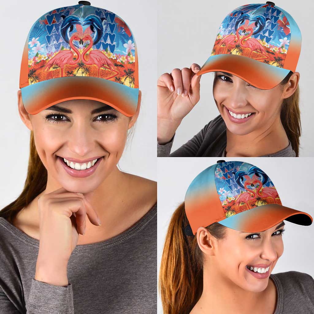Hawaiian Love-Couple Dolphins and Flamingos Classic Cap - Polynesian Pride