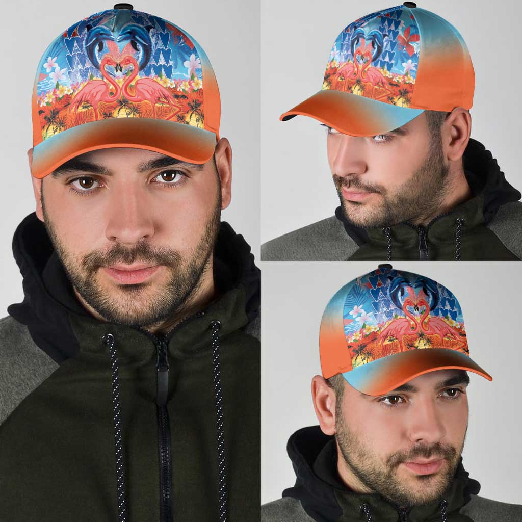 Hawaiian Love-Couple Dolphins and Flamingos Classic Cap - Polynesian Pride