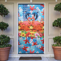 Hawaiian Love-Couple Dolphins and Flamingos Door Cover - Polynesian Pride
