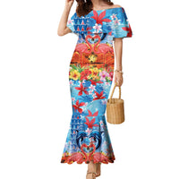 Hawaiian Love-Couple Dolphins and Flamingos Family Matching Mermaid Dress and Hawaiian Shirt - Polynesian Pride