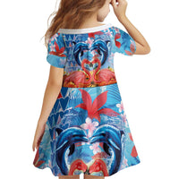 Hawaiian Love-Couple Dolphins and Flamingos Family Matching Puletasi and Hawaiian Shirt - Polynesian Pride