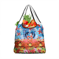 Hawaiian Love-Couple Dolphins and Flamingos Grocery Bag - Polynesian Pride