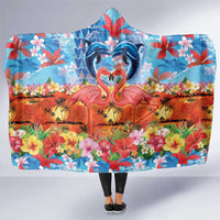 Hawaiian Love-Couple Dolphins and Flamingos Hooded Blanket - Polynesian Pride