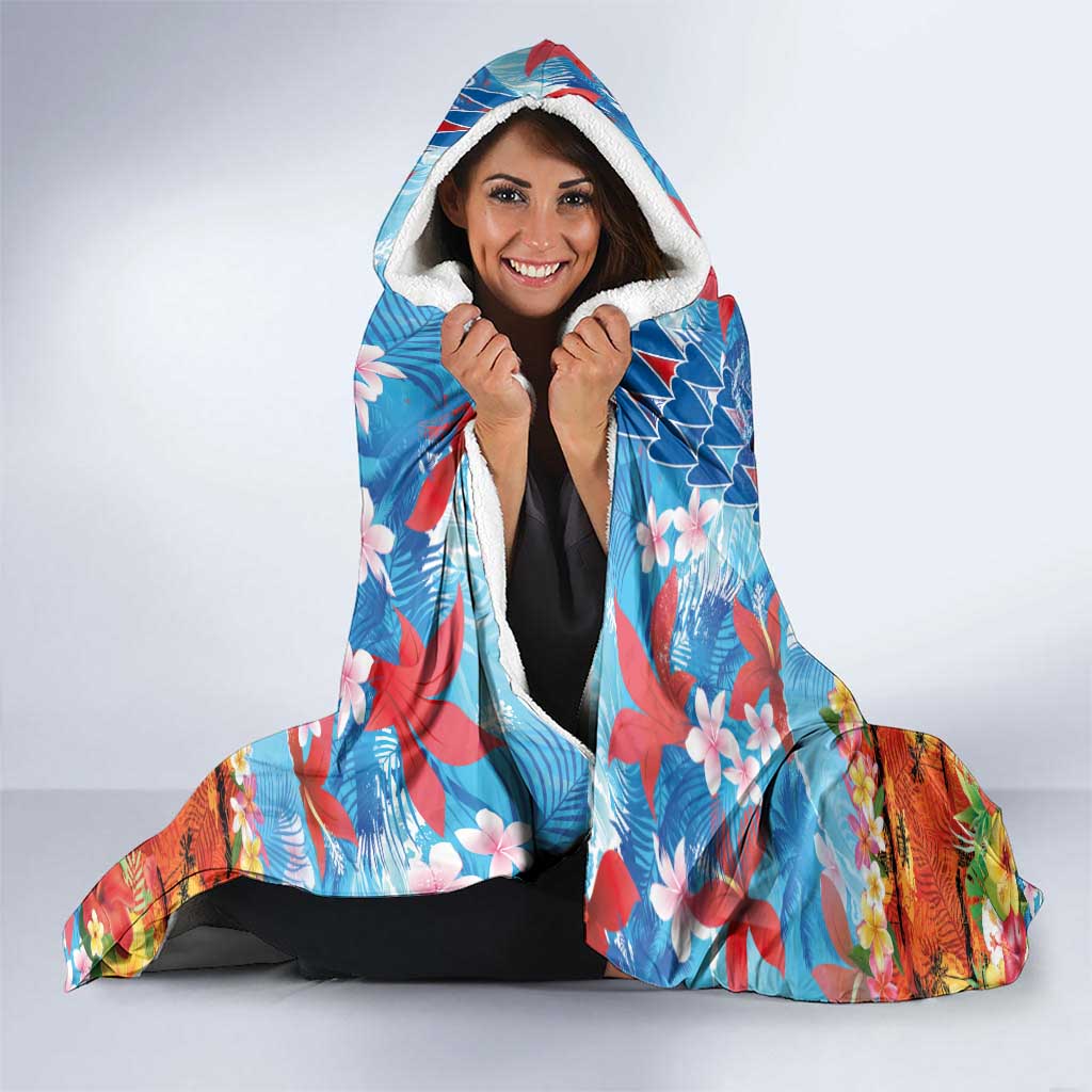 Hawaiian Love-Couple Dolphins and Flamingos Hooded Blanket - Polynesian Pride