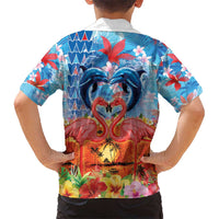Hawaiian Love-Couple Dolphins and Flamingos Kid Hawaiian Shirt - Polynesian Pride