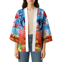 Hawaiian Love-Couple Dolphins and Flamingos Kimono - Polynesian Pride
