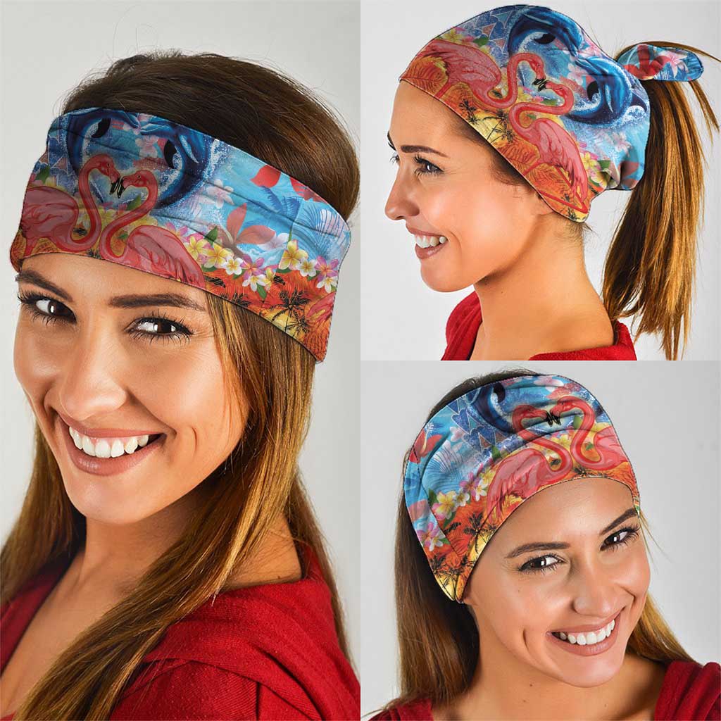 Hawaiian Love-Couple Dolphins and Flamingos Neck Gaiter - Polynesian Pride