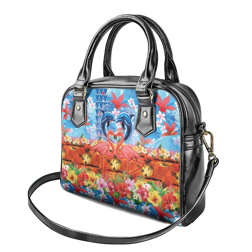 Hawaiian Love-Couple Dolphins and Flamingos Shoulder Handbag - Polynesian Pride