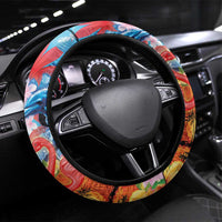 Hawaiian Love-Couple Dolphins and Flamingos Steering Wheel Cover - Polynesian Pride