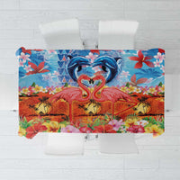 Hawaiian Love-Couple Dolphins and Flamingos Tablecloth - Polynesian Pride