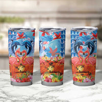 Hawaiian Love-Couple Dolphins and Flamingos Tumbler Cup - Polynesian Pride