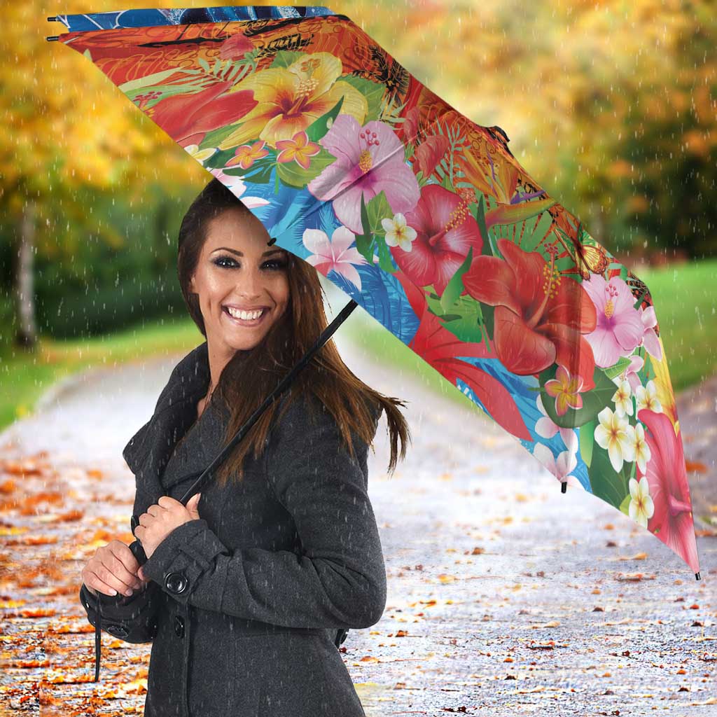 Hawaiian Love-Couple Dolphins and Flamingos Umbrella - Polynesian Pride