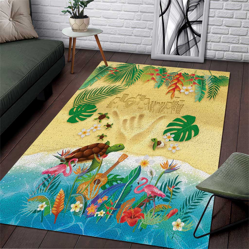 Hawaiian Alohawaii Area Rug Tropical Plants and Animals on The Beach - Polynesian Pride