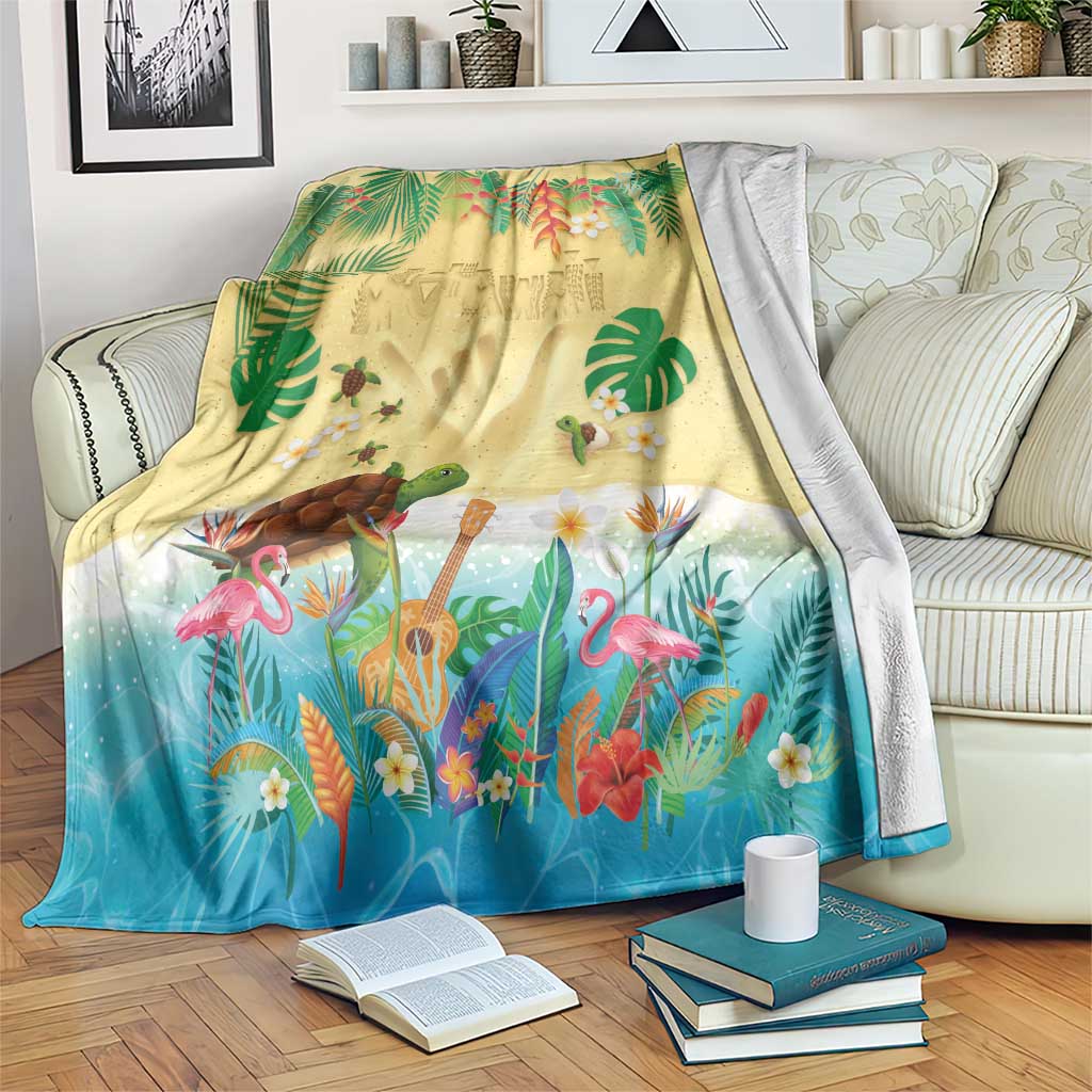 Hawaiian Alohawaii Blanket Tropical Plants and Animals on The Beach LT03 Multicolor - Polynesian Pride