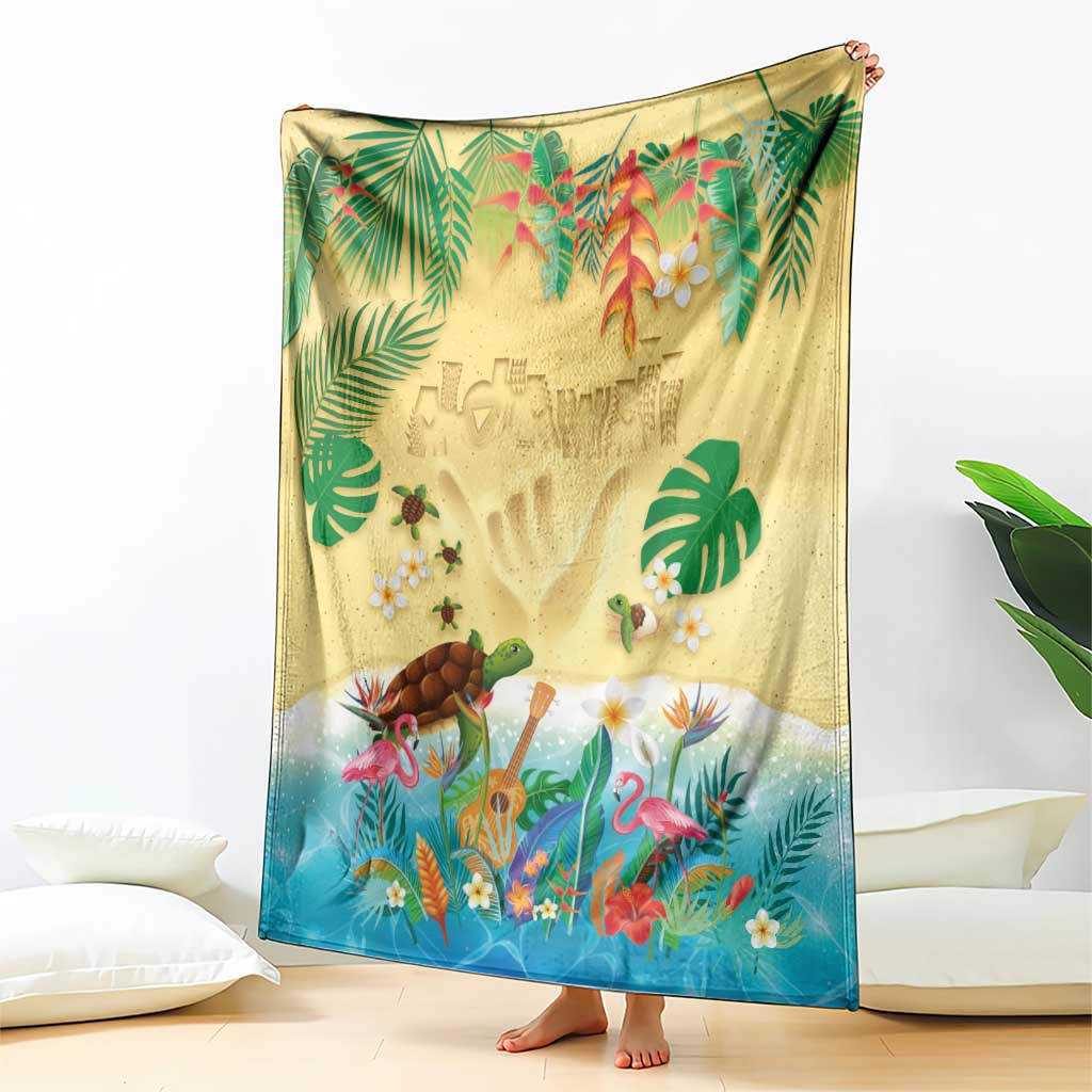 Hawaiian Alohawaii Blanket Tropical Plants and Animals on The Beach - Polynesian Pride