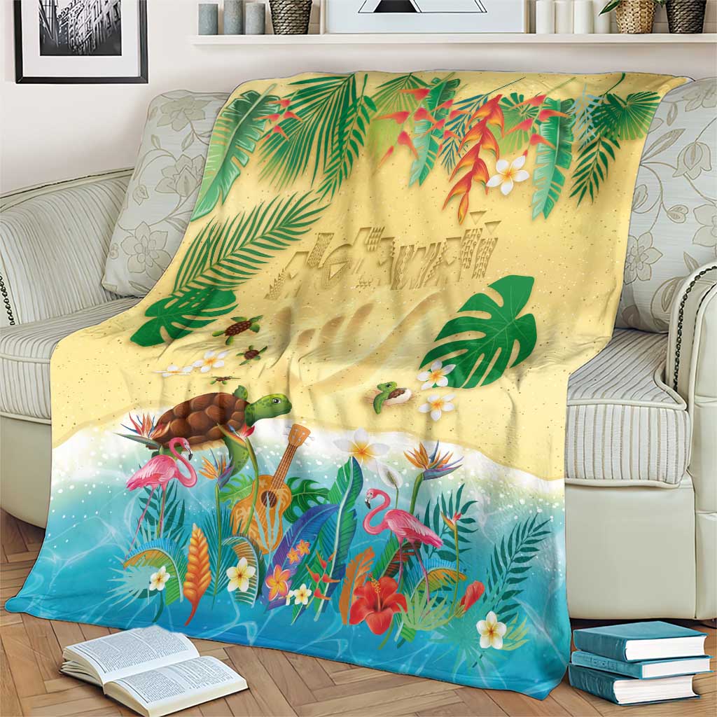 Hawaiian Alohawaii Blanket Tropical Plants and Animals on The Beach - Polynesian Pride