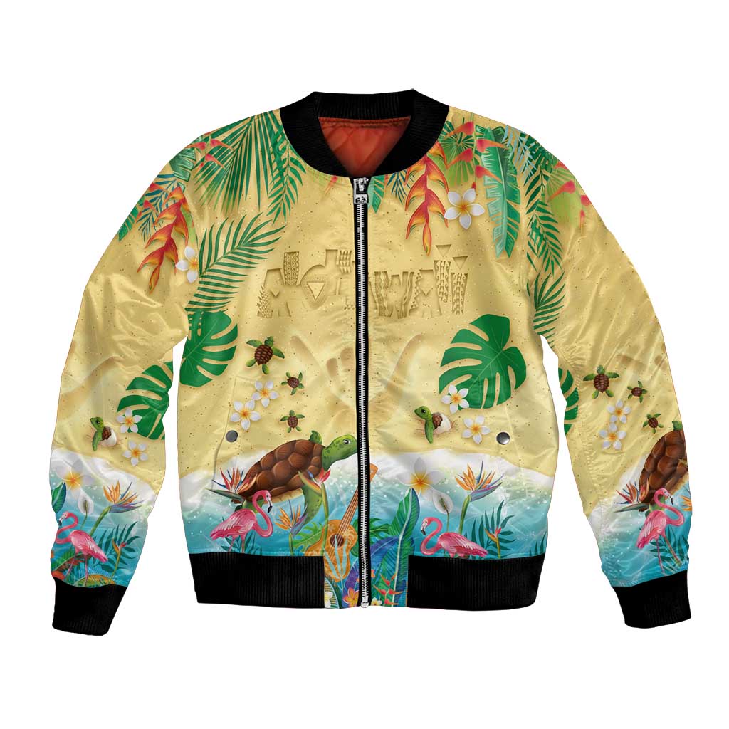 Hawaiian Alohawaii Bomber Jacket Tropical Plants and Animals on The Beach LT03 Unisex Multicolor - Polynesian Pride