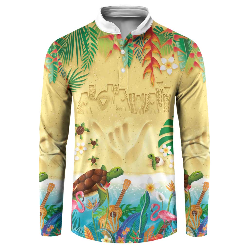 Hawaiian Alohawaii Button Sweatshirt Tropical Plants and Animals on The Beach - Polynesian Pride