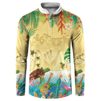 Hawaiian Alohawaii Button Sweatshirt Tropical Plants and Animals on The Beach - Polynesian Pride
